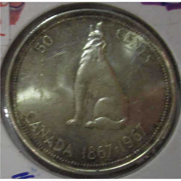 1967 CANADA WOLF SILVER HALF DOLLAR