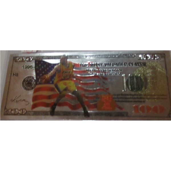 1996 MOST VALUABLE PLAYER IN BASKETBALL $100 SILVER CERTIFICATE (NOT LEGAL TENDER)