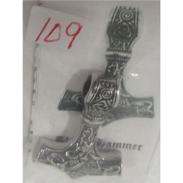 NEW:  THORS HAMMER C/W APPROX. 22" CHAIN (MADE BY FAIRENHEIT)