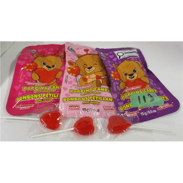 3 BAGS POPPING CANDY & 3 LOLLIPOPS