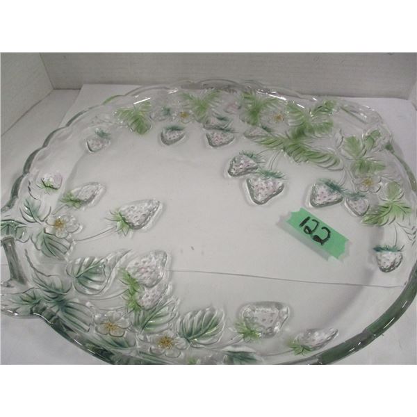 FRUIT DESIGN GLASS PATTERN STRAWBERRY DESIGN PLATTER (15")