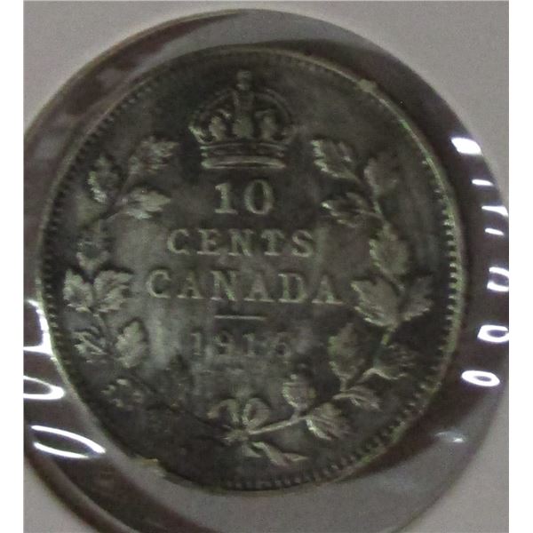 1916 EF CANADA KING GEORGE V SILVER DIME