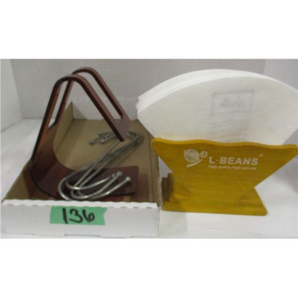 2 NAPKIN HOLDERS, MELITA COFFEE FILTERS