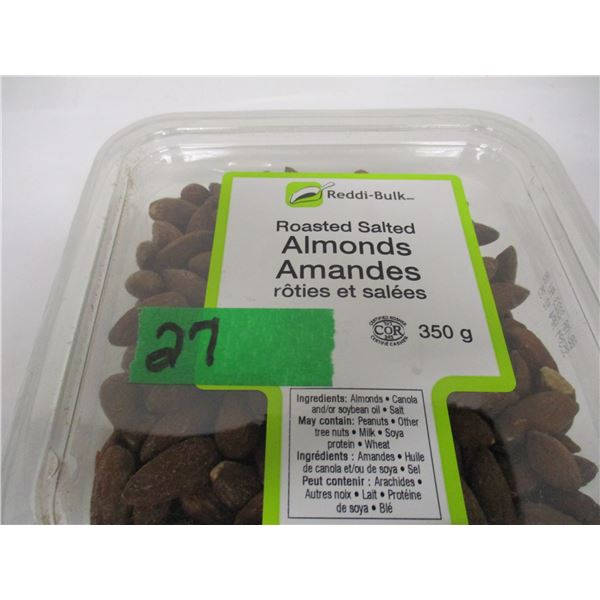 SHELF PULLS (AS IS):  ROASTED UNSALTED ALMONDS (350G) - CAN (DATED)