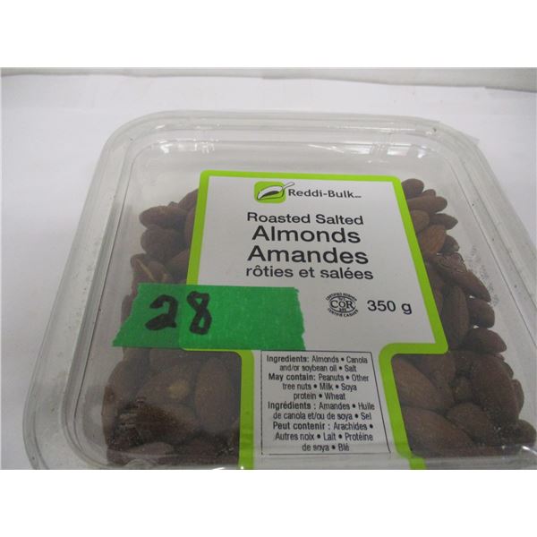 SHELF PULLS (AS IS):  ROASTED UNSALTED ALMONDS (350G) - CAN (DATED)