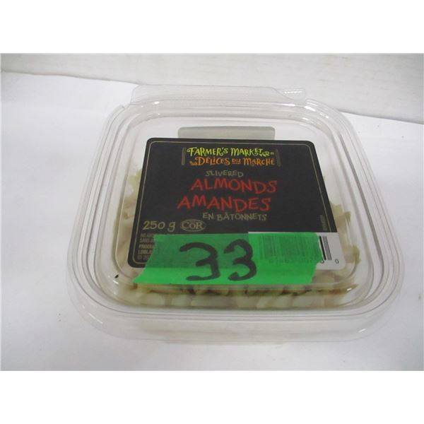 SHELF PULLS (AS IS):  SLIVERED ALMONDS (250G) - TUB (DATED)