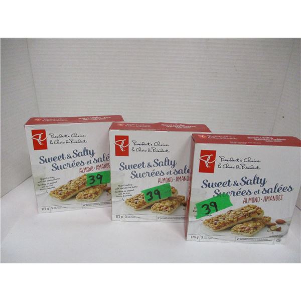 SHELF PULLS (AS IS):  SWEET & SALTY BARS (3 X 175G BOXES) (DATED)