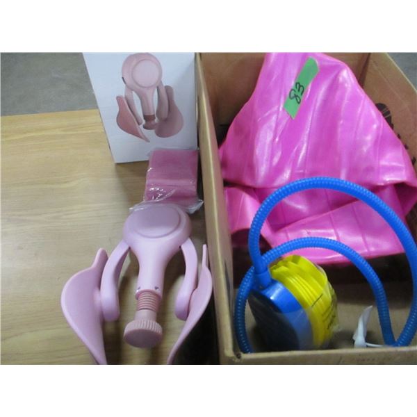 BOX C/W EXERCISE BALL, THIGH EXERCISER