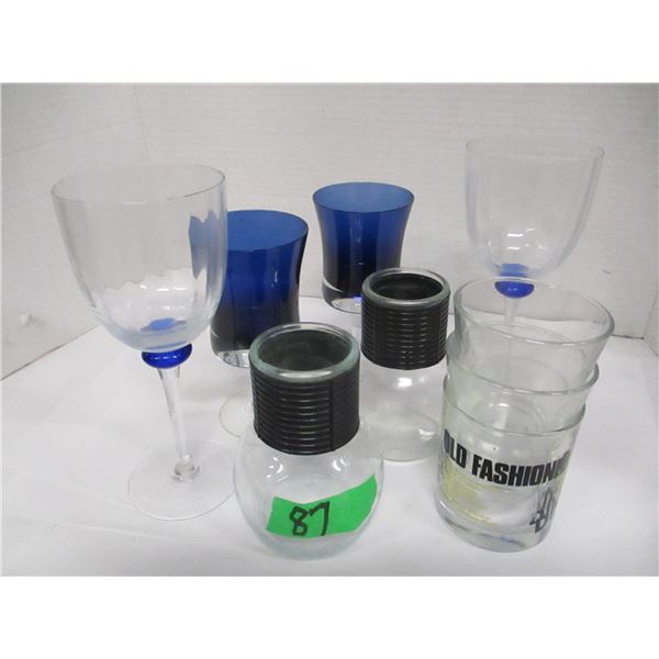 FLAT C/W TEA CARAFES, STEM GLASSWARE, ETC