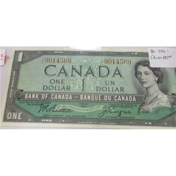 1954 LAST OF CANADA $1 BILLS (LEGAL TENDER)