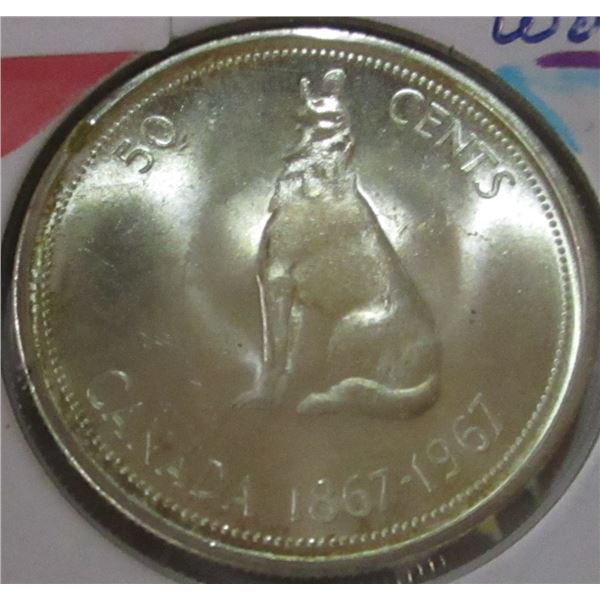 1967 WOLF CH/BU SILVER HALF DOLLAR