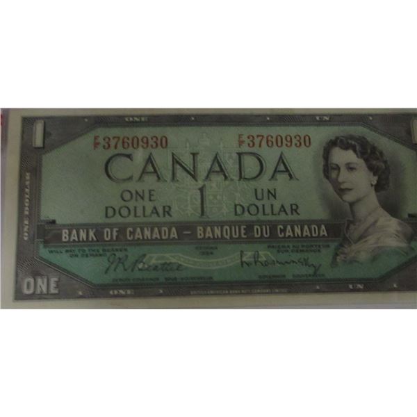 1954 UNCIRCULATED LAST OF CANADA $1 BILL