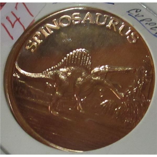 999 FINE COPPER SPINOSAURUS 1 OZ COIN