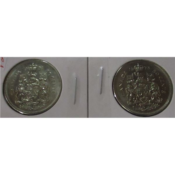 1968 - 1973 UNCIRCULATED CANADA HALF DOLLAR