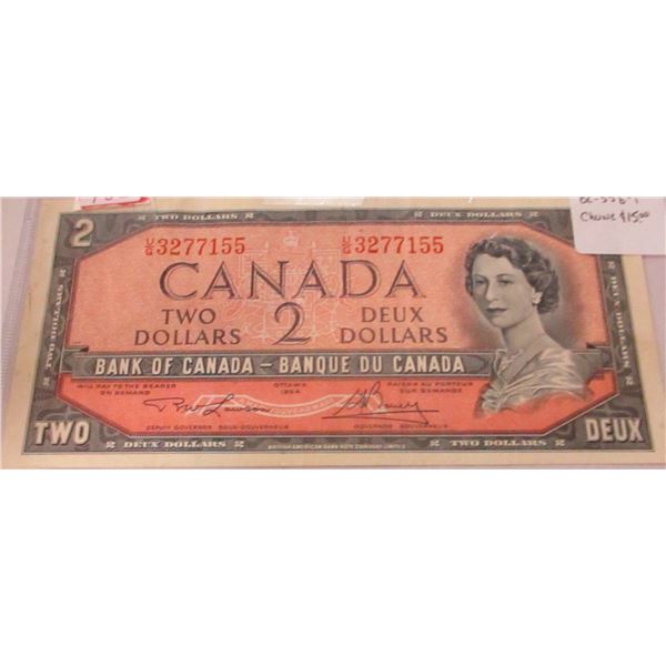 1954 LAST OF BANK OF CANADA $2 BILLS