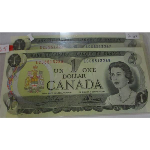 1973 CRISP UNCIRCULATED MULTI COLORED SEQUENTIAL SERIAL NUMBER $1 BILL