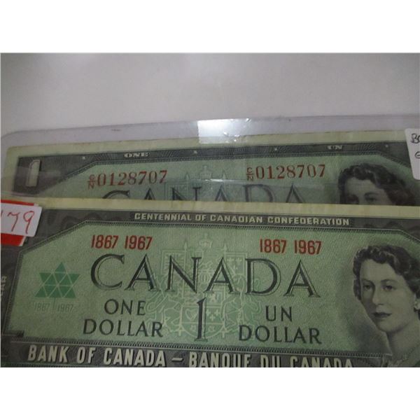 1867 - 1967 NO SERIAL & WITH SERIAL LAST OF CANADA $1 BILLS