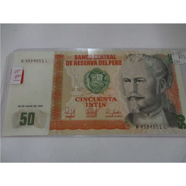 BANK OF CENTRAL PERU $50 BANK NOTE