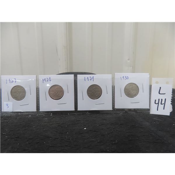 1927, 1928, 1929, 1930, Canadian Nickels