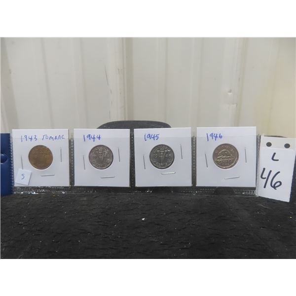 1943 Tombac, 1944, 1945, 1946, Canadian Nickels