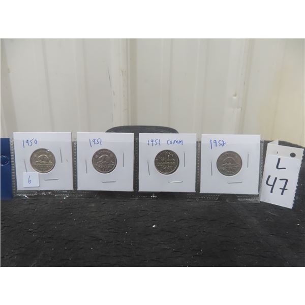 1950, 1951, 1952, 1953, Canadian Nickels