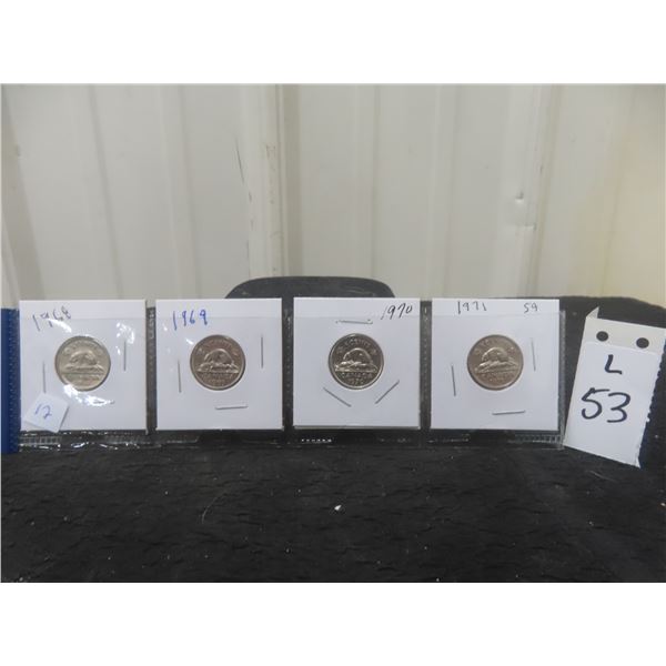 1968, 1969, 1970, 1971, Tombac Nickels