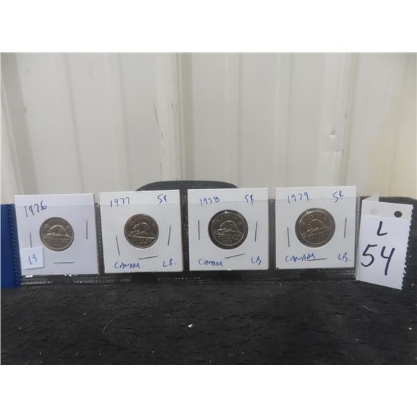 1976, 1977, 1978, 1979, Tombac Nickels