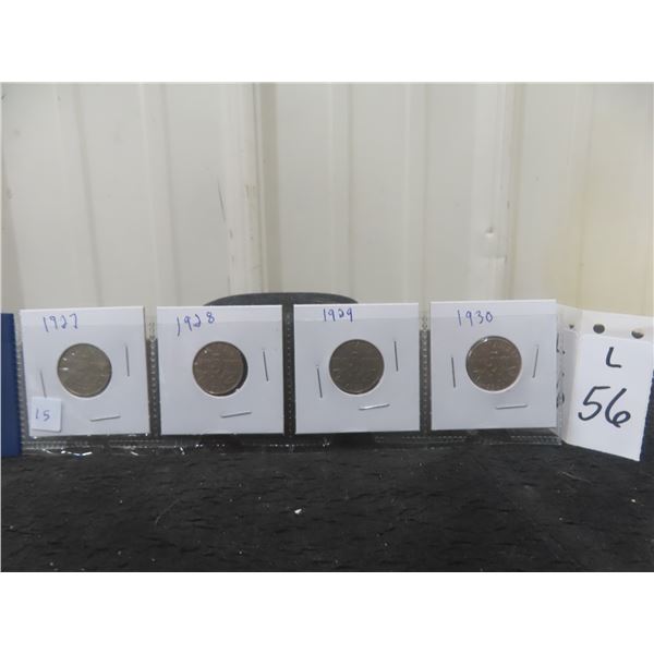 1927, 1928, 1929, 1930, Tombac Nickels