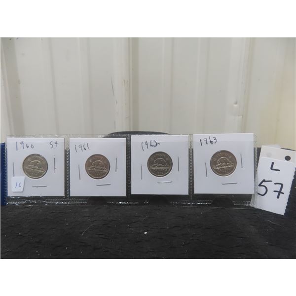 1960, 1961, 1962, 1966, Tombac Nickels
