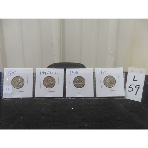 1947, 1947 ML, 1948, 1949, Tombac Nickels