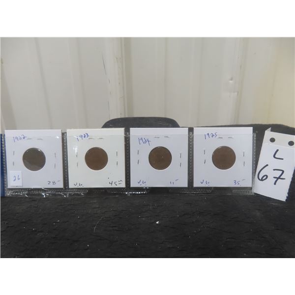 1922, 1923, 1924, 1925, Canadian Pennies