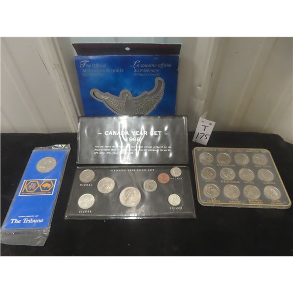 Canadian 1968 Year Set with 50% Silver 25 Cent & 10 Cent Coins and More!