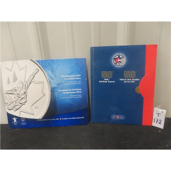 2000 50th NHL All-star Game Souvenir Stamp Sheet & 2010 Vancouver Olympic Coin Set (Missing 1)