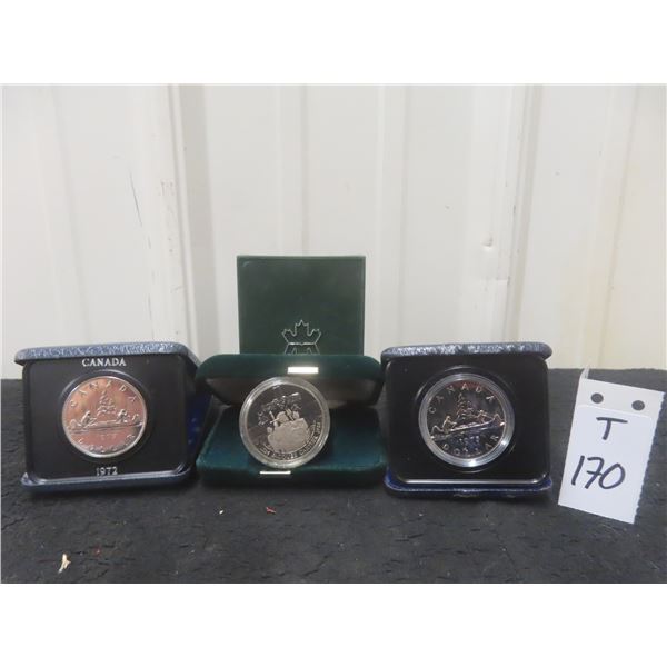 3 Canadian $1.00 Coins Uncirculated, 1984 Jaques Cartier, 1972, & 1975