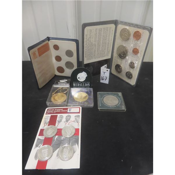 1984 New Zealand Coin Set, Britian's First Decimal Coin Set & British Medallions