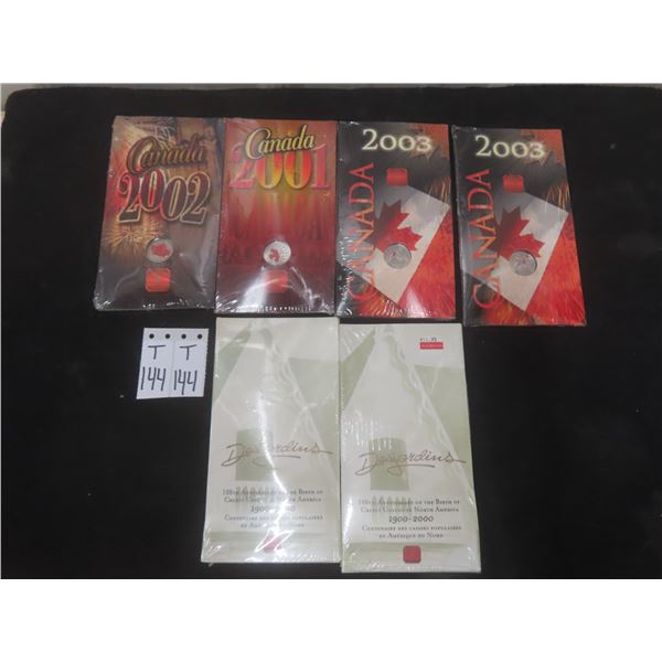 4 CDN Maple Leaf Quarters Sealed and 2 - 100th of Credit Unions Sterling Silver 10 Cent
