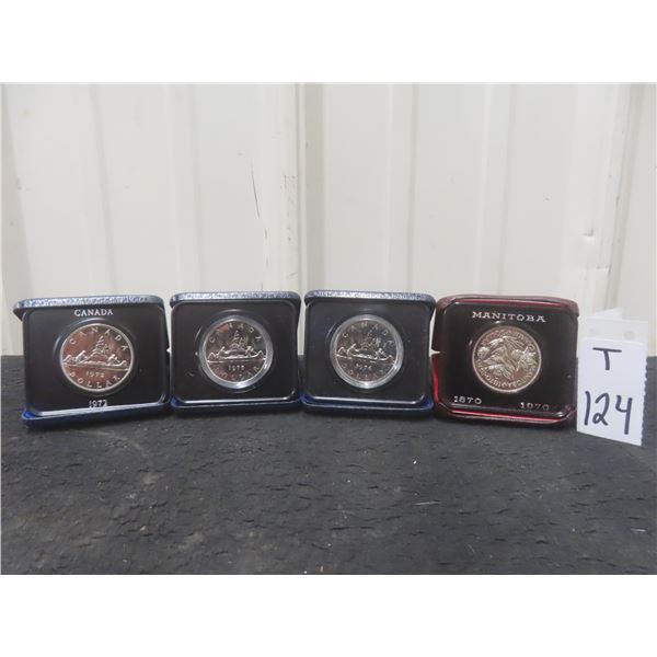 Coins 1972, 1975, 1976, & 1970 Manitoba Centennial