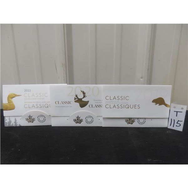 3 Classic Uncirculated Coin Sets 2019, 20,22