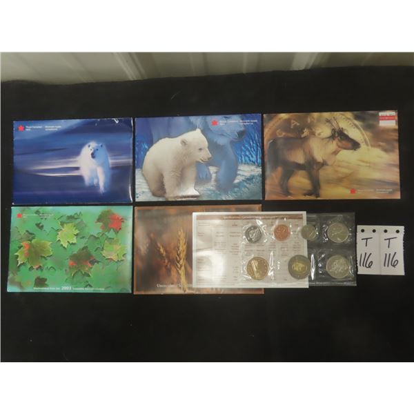 5 Uncirculated Canadian Coin Sets 1999, 00, 01, 03, 04
