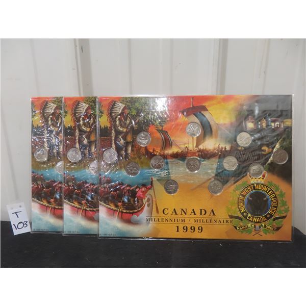 3 - 1999 Canadian Millenium 25 Cent Coin Sets
