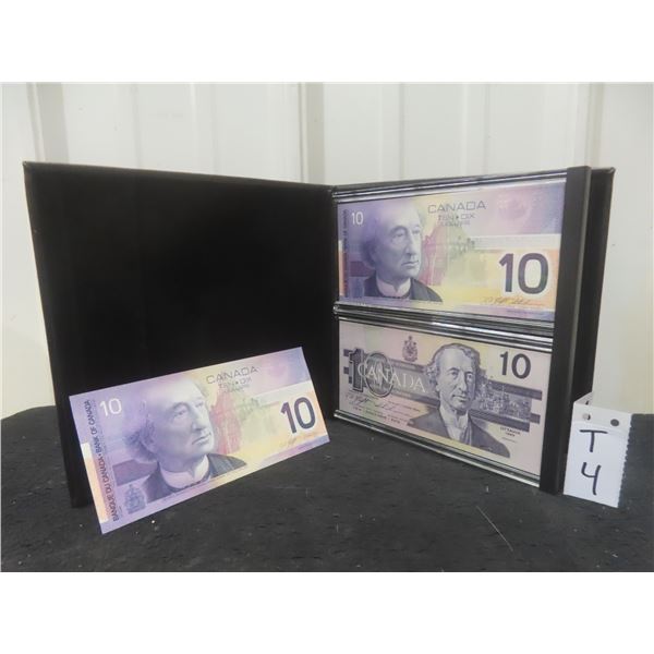 Bank of CANADA Lasting Impressions 1986-2001 Uncirculated $10.00 Bill Set, 3 Bills