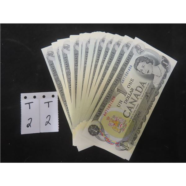50 Uncirculated 1973 Canadian $1.00 Bills with Consecutive Serial Numbers