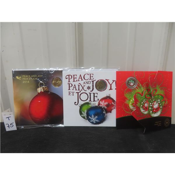 3 ROYAL Canadian MINT Holiday Gift Coin Sets 2014, 09, 15