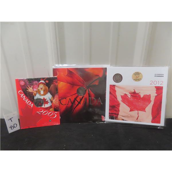 2 ROYAL Canadian MINT CANADA Commemorative Coin Sets & 2005 25 Cent Coin