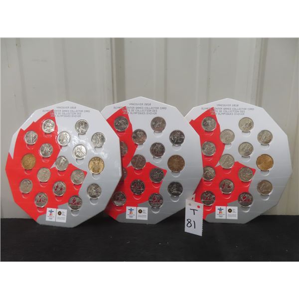 3 ROYAL Canadian MINT 2010 Vancouver Olympics Collector Card Coin Sets