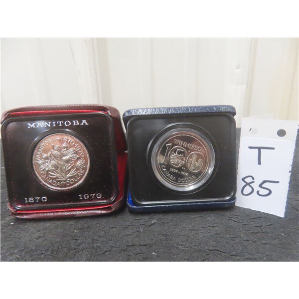 1970 Canadian Manitoba Centennial $1.00 Coin & 1974 Winnipeg Centennial $1.00 Coin
