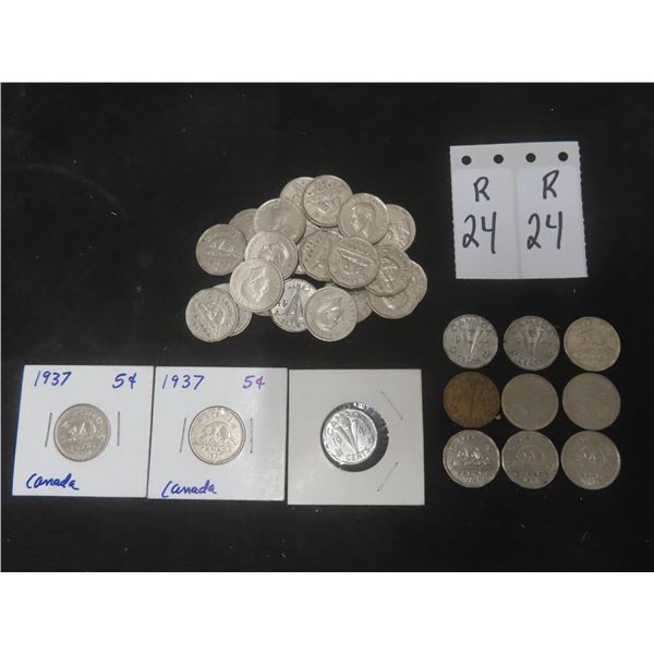 35 Canadian Nickels From the 30's and 40's