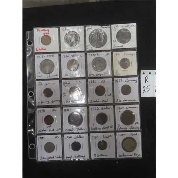 20 World Currency Coins From the Early 1800's- 1920 's