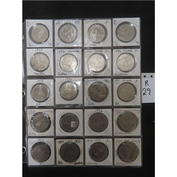 20 Canadian $1.00 Coins From 1968-82