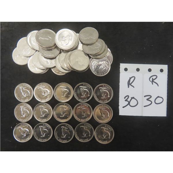 50 Uncirculated 1967 Canadian Centennial Nickels